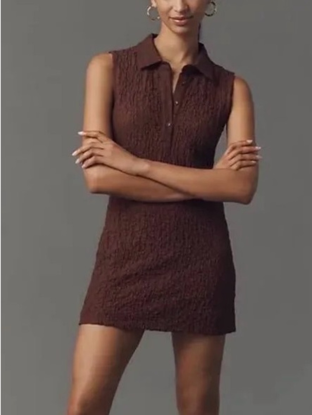 BY ANTHROPOLOGIE SLEEVELESS TEXTURED MINI SHIRT DRESS